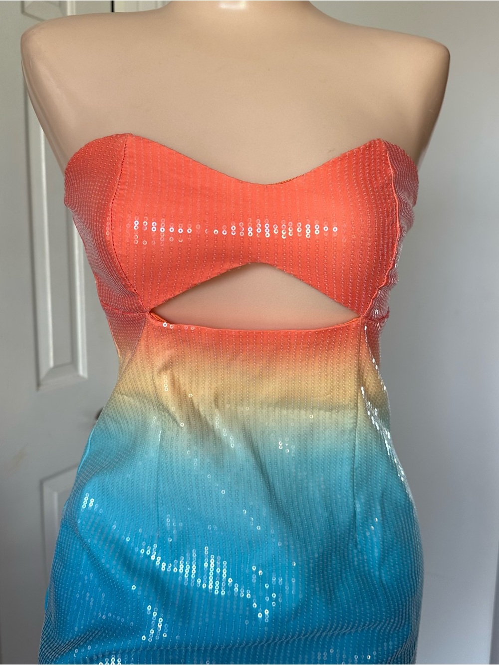 Runaway The Label Stellar Mini Dress in Orange Blue Ombre - Picture 6 of 12